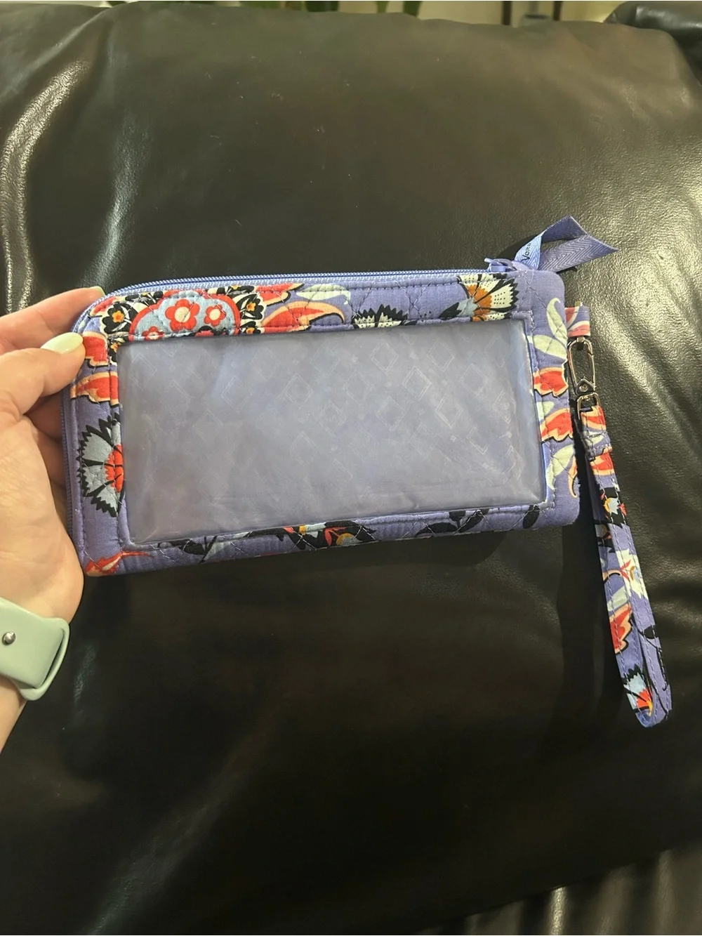 Vera Bradley Lavender Floral Clear-Window Wristlet